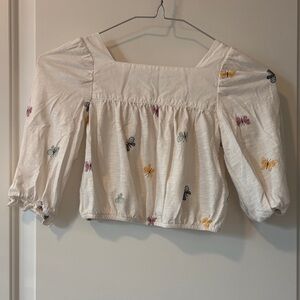 Gap Kids Embroidered Butterfly White Blouse